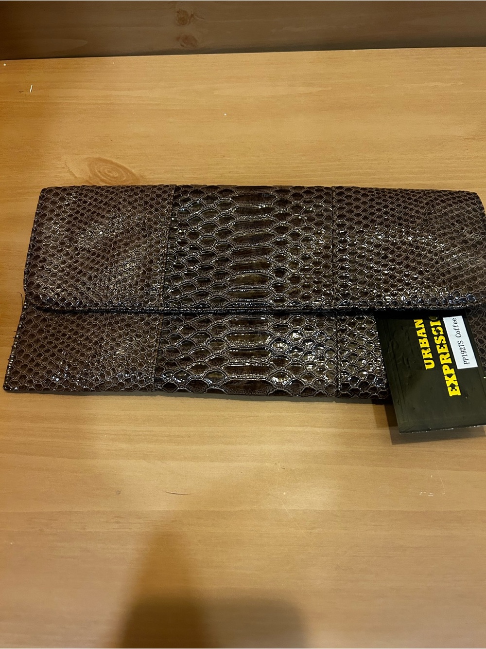 Urban Expressions Brown Faux Snakeskin Clutch